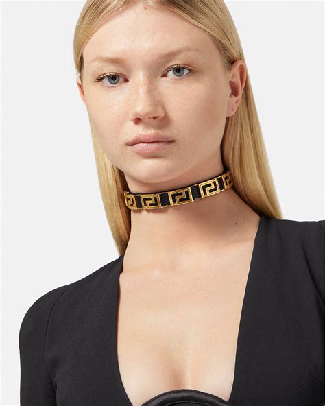 Versace Greca Leather Choker for Women 